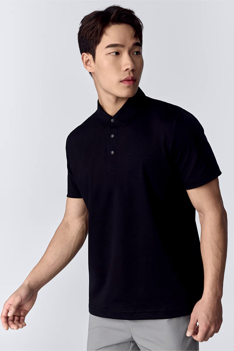 Softex Snap-Front Polo | Black BKFD01