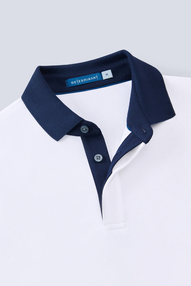 Pique Contrast Collar Polo | White WH001Z
