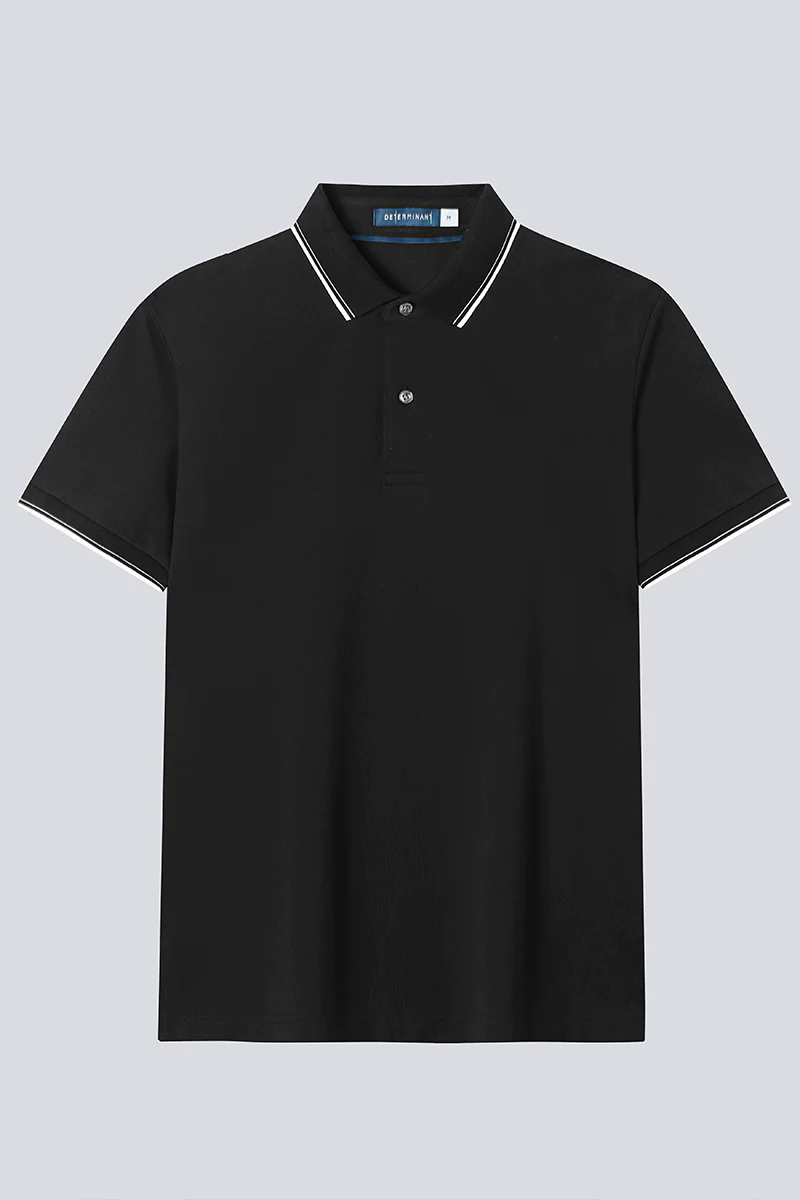 Pique Tipped Polo | Black BKFD01