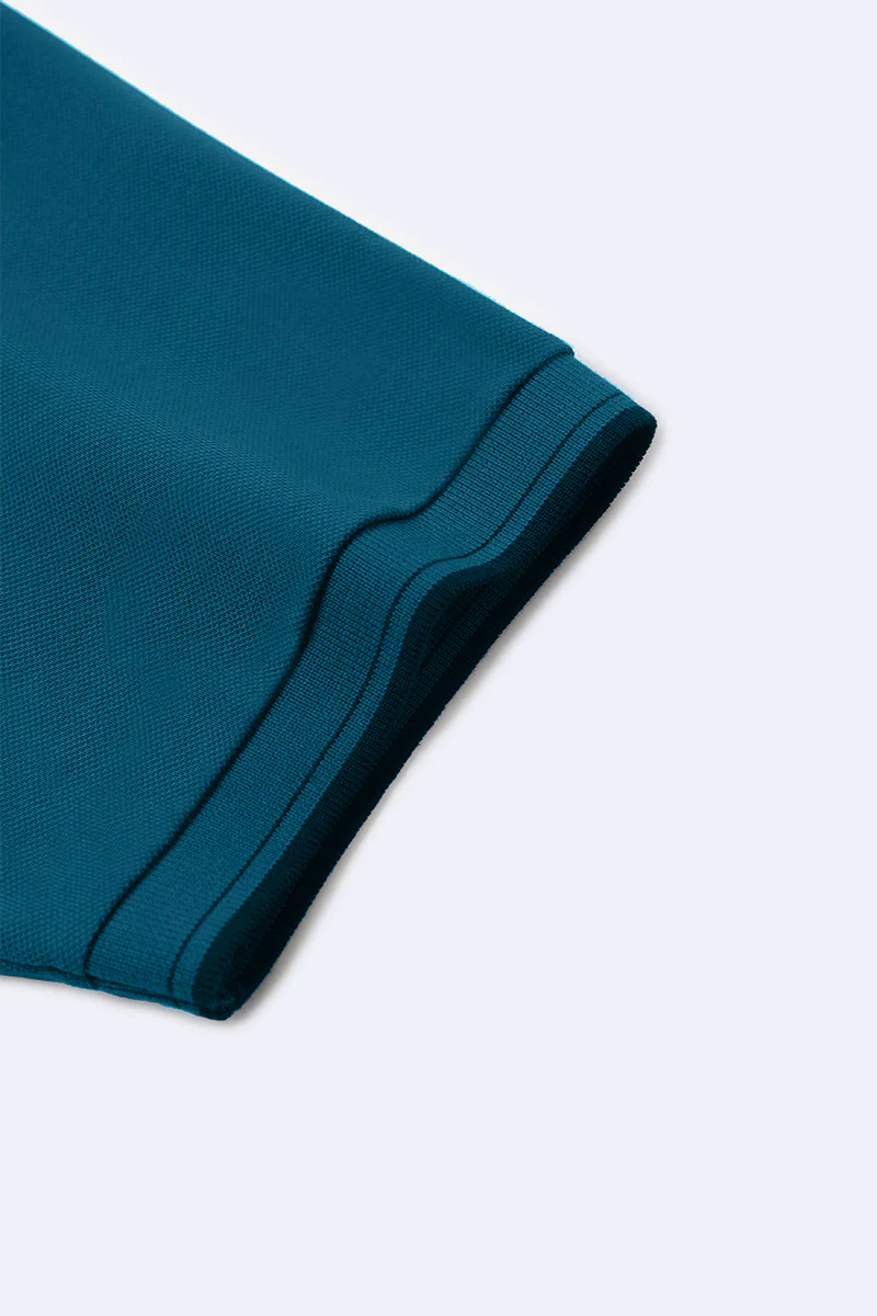 Pique Tipped Polo | Teal TQE060 Pique Tipped Polo | Teal TQE060