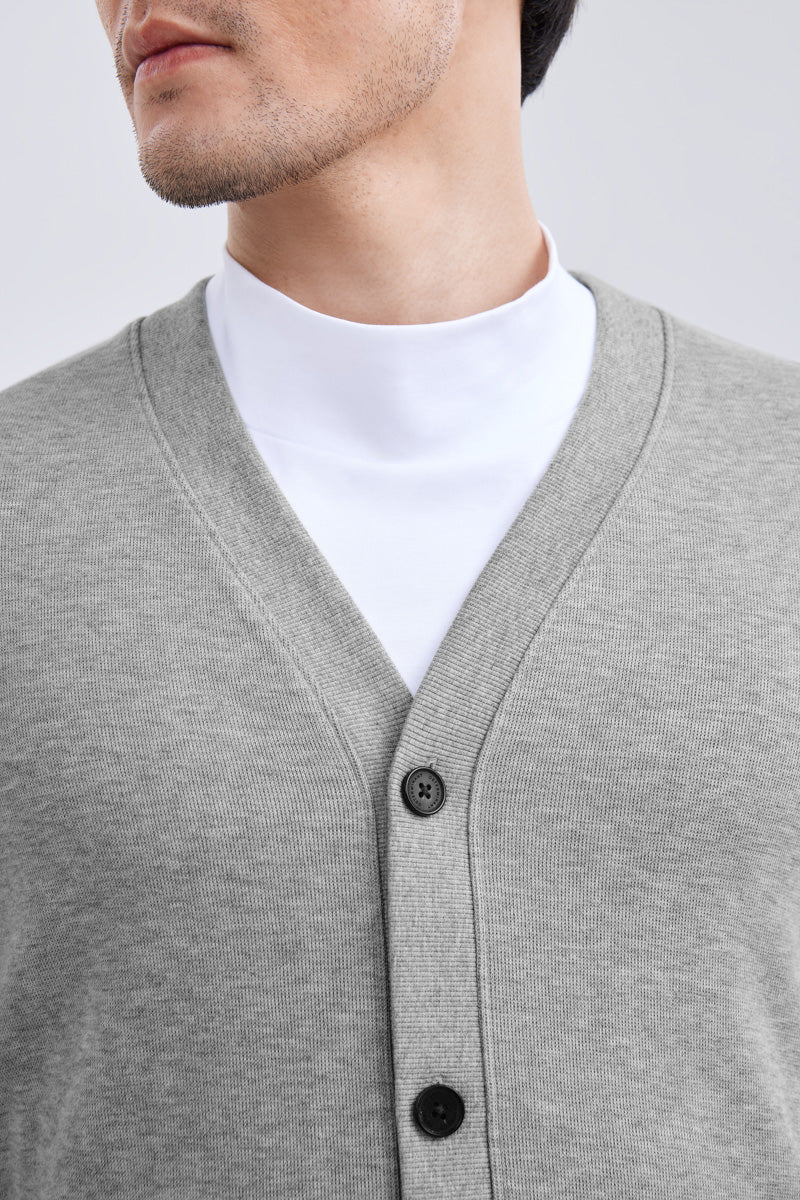 Merino-Blend French Rib Cardigan | Grey EBC054 Merino-Blend French Rib Cardigan | Grey EBC054