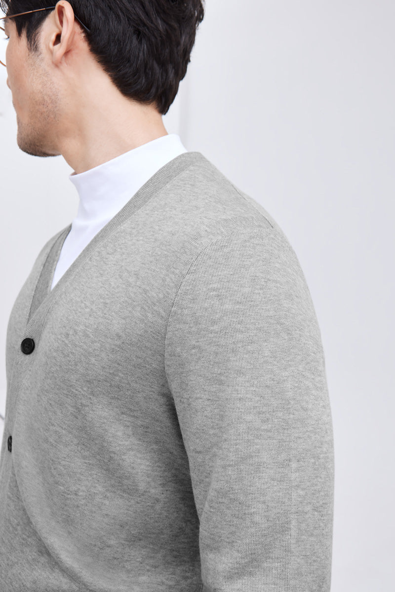Merino-Blend French Rib Cardigan | Grey EBC054 Merino-Blend French Rib Cardigan | Grey EBC054