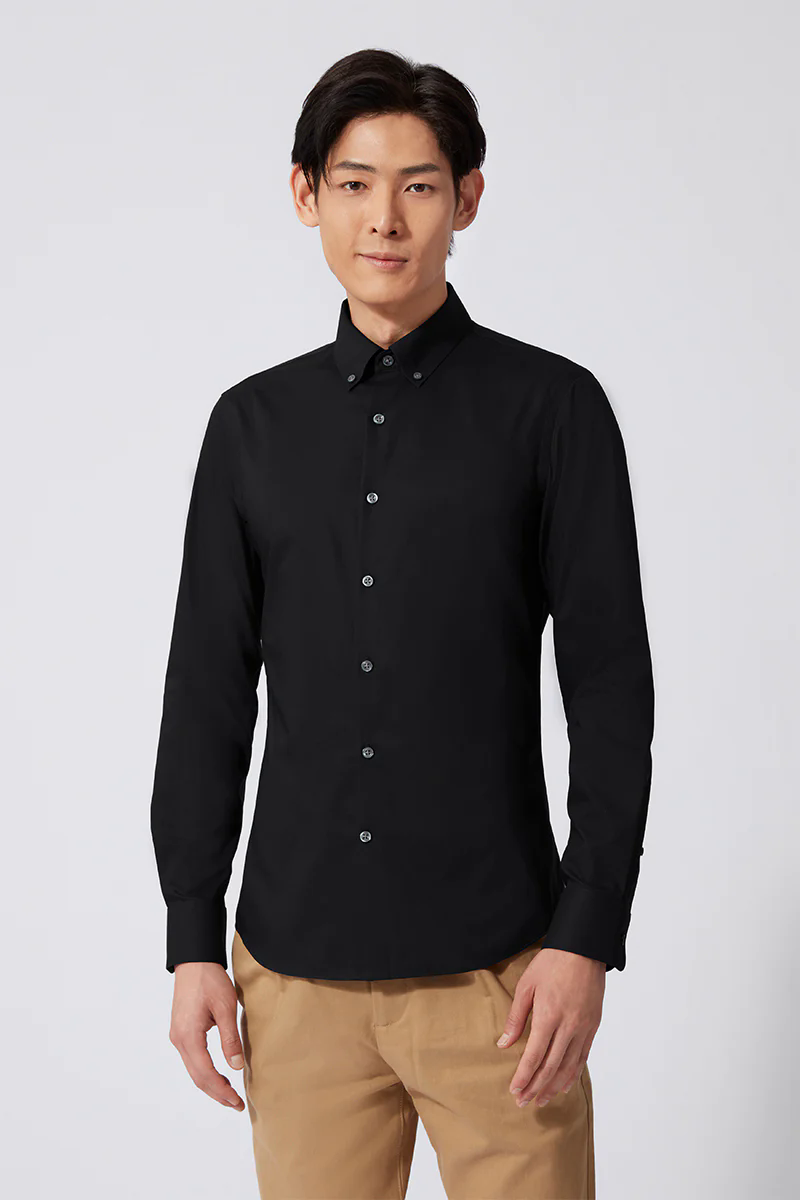 Poplin Button-Down Smart Shirt | Black BKFD01