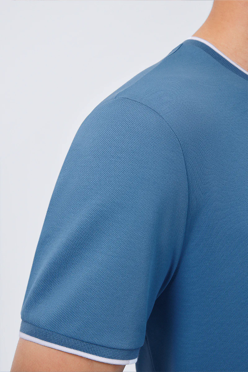 Contrast Rib Crew Neck T-Shirt | Blue T7468U Contrast Rib Crew Neck T-Shirt | Blue T7468U