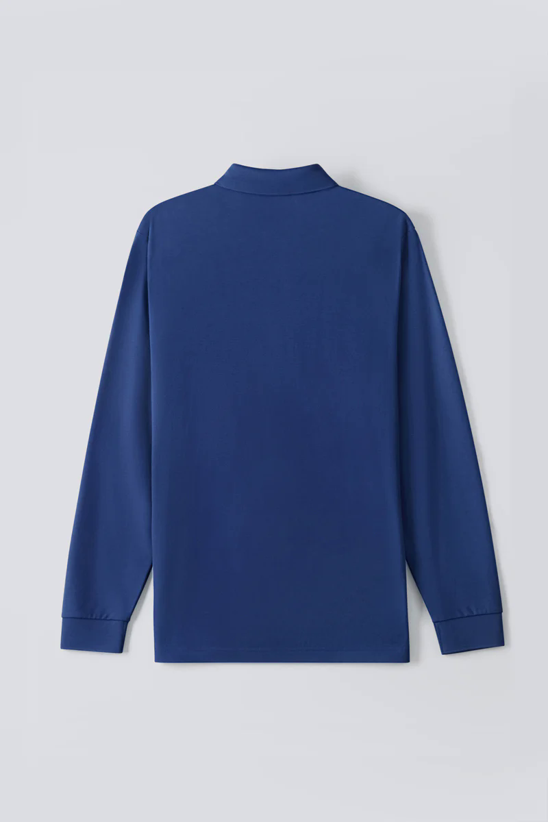 Pique Long Sleeve Polo | Blue NYE073 Pique Long Sleeve Polo | Blue NYE073