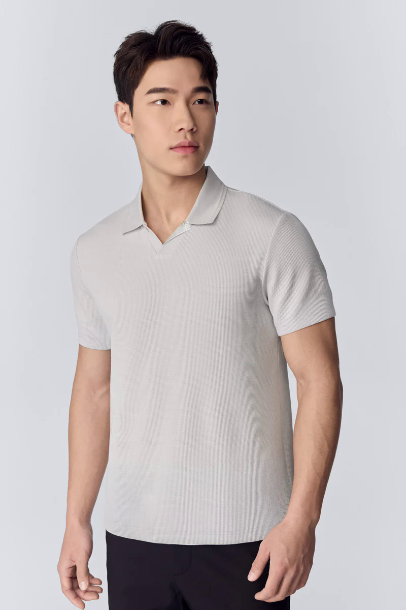 Waffle-Knit Polo | Light Grey GYFL01